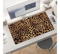 Waterproof Desk Pad 24x12 Non-Slip Rubber Leopard Animal Print Mouse Pad for Keyboard & Laptop Foldable Office Computer Desk Mat Smooth Gaming Surface for Home Remote Work Desktop Accessories
