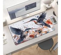 Waterproof Desk Pad 24x12 Non-Slip Rubber Lily Flowers Birds Mouse Pad for Keyboard & Laptop Foldable Office Computer Desk Mat Smooth Gaming Surface for Home Remote Work Desktop Accessories