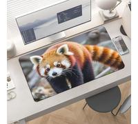 Waterproof Desk Pad 24x12 Non-Slip Rubber Little Red Panda Mouse Pad for Keyboard & Laptop Foldable Office Computer Desk Mat Smooth Gaming Surface for Home Remote Work Desktop Accessories