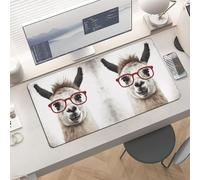 Waterproof Desk Pad 24x12 Non-Slip Rubber Llama with Glasses Mouse Pad for Keyboard & Laptop Foldable Office Computer Desk Mat Smooth Gaming Surface for Home Remote Work Desktop Accessories