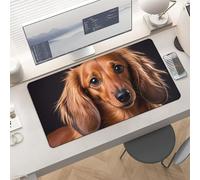 Waterproof Desk Pad 24x12 Non-Slip Rubber Long Haired Dachshund Mouse Pad for Keyboard & Laptop Foldable Office Computer Desk Mat Smooth Gaming Surface for Home Remote Work Desktop Accessories