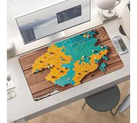 Waterproof Desk Pad 24x12 Non-Slip Rubber Map on Wooden Mouse Pad for Keyboard & Laptop Foldable Office Computer Desk Mat Smooth Gaming Surface for Home Remote Work Desktop Accessories