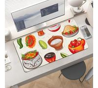 Waterproof Desk Pad 24x12 Non-Slip Rubber Mexican Salsa Symbols Mouse Pad for Keyboard & Laptop Foldable Office Computer Desk Mat Smooth Gaming Surface for Home Remote Work Desktop Accessories