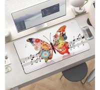 Waterproof Desk Pad 24x12 Non-Slip Rubber Music Butterfly Mouse Pad for Keyboard & Laptop Foldable Office Computer Desk Mat Smooth Gaming Surface for Home Remote Work Desktop Accessories