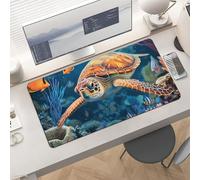 Waterproof Desk Pad 24x12 Non-Slip Rubber Ocean Sea Turtle Mouse Pad for Keyboard & Laptop Foldable Office Computer Desk Mat Smooth Gaming Surface for Home Remote Work Desktop Accessories