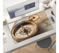 Waterproof Desk Pad 24x12 Non-Slip Rubber Old Compass Mouse Pad for Keyboard & Laptop Foldable Office Computer Desk Mat Smooth Gaming Surface for Home Remote Work Desktop Accessories