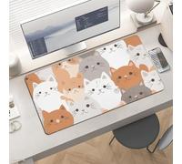 Waterproof Desk Pad 24x12 Non-Slip Rubber Orange Cats Mouse Pad for Keyboard & Laptop Foldable Office Computer Desk Mat Smooth Gaming Surface for Home Remote Work Desktop Accessories
