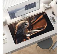 Waterproof Desk Pad 24x12 Non-Slip Rubber Owl Plays Piano Mouse Pad for Keyboard & Laptop Foldable Office Computer Desk Mat Smooth Gaming Surface for Home Remote Work Desktop Accessories