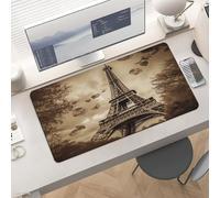 Waterproof Desk Pad 24x12 Non-Slip Rubber Paris Eiffel Tower Mouse Pad for Keyboard & Laptop Foldable Office Computer Desk Mat Smooth Gaming Surface for Home Remote Work Desktop Accessories