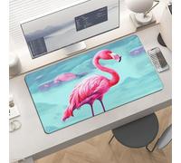 Waterproof Desk Pad 24x12 Non-Slip Rubber Pink Flamingos Mouse Pad for Keyboard & Laptop Foldable Office Computer Desk Mat Smooth Gaming Surface for Home Remote Work Desktop Accessories