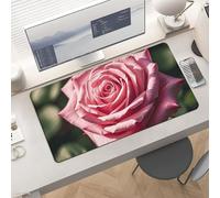 Waterproof Desk Pad 24x12 Non-Slip Rubber Pink Rose Mouse Pad for Keyboard & Laptop Foldable Office Computer Desk Mat Smooth Gaming Surface for Home Remote Work Desktop Accessories
