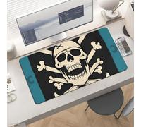 Waterproof Desk Pad 24x12 Non-Slip Rubber Pirate Flag Skull Mouse Pad for Keyboard & Laptop Foldable Office Computer Desk Mat Smooth Gaming Surface for Home Remote Work Desktop Accessories