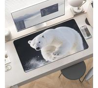 Waterproof Desk Pad 24x12 Non-Slip Rubber Polar Bear Mouse Pad for Keyboard & Laptop Foldable Office Computer Desk Mat Smooth Gaming Surface for Home Remote Work Desktop Accessories