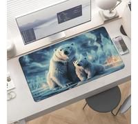 Waterproof Desk Pad 24x12 Non-Slip Rubber Polar Bears Northern Lights Mouse Pad for Keyboard & Laptop Foldable Office Computer Desk Mat Smooth Gaming Surface for Home Remote Work Desktop Accessories