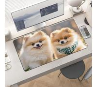 Waterproof Desk Pad 24x12 Non-Slip Rubber Pomeranians Puppies Mouse Pad for Keyboard & Laptop Foldable Office Computer Desk Mat Smooth Gaming Surface for Home Remote Work Desktop Accessories