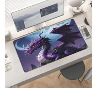 Waterproof Desk Pad 24x12 Non-Slip Rubber Purple Dragon Purple Moon Mouse Pad for Keyboard & Laptop Foldable Office Computer Desk Mat Smooth Gaming Surface for Home Remote Work Desktop Accessories