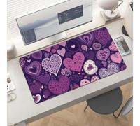 Waterproof Desk Pad 24x12 Non-Slip Rubber Purple Heart Shape Mouse Pad for Keyboard & Laptop Foldable Office Computer Desk Mat Smooth Gaming Surface for Home Remote Work Desktop Accessories