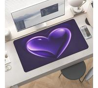 Waterproof Desk Pad 24x12 Non-Slip Rubber Purple Love Mouse Pad for Keyboard & Laptop Foldable Office Computer Desk Mat Smooth Gaming Surface for Home Remote Work Desktop Accessories