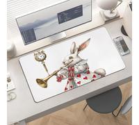 Waterproof Desk Pad 24x12 Non-Slip Rubber Rabbit Playing The Flute Mouse Pad for Keyboard & Laptop Foldable Office Computer Desk Mat Smooth Gaming Surface for Home Remote Work Desktop Accessories