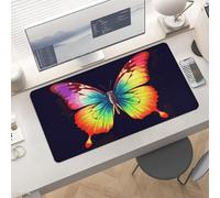Waterproof Desk Pad 24x12 Non-Slip Rubber Rainbow Butterfly Mouse Pad for Keyboard & Laptop Foldable Office Computer Desk Mat Smooth Gaming Surface for Home Remote Work Desktop Accessories