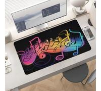 Waterproof Desk Pad 24x12 Non-Slip Rubber Rainbow Musical Note Mouse Pad for Keyboard & Laptop Foldable Office Computer Desk Mat Smooth Gaming Surface for Home Remote Work Desktop Accessories