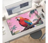 Waterproof Desk Pad 24x12 Non-Slip Rubber Rainbow Parrot Mouse Pad for Keyboard & Laptop Foldable Office Computer Desk Mat Smooth Gaming Surface for Home Remote Work Desktop Accessories