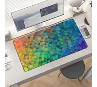 Waterproof Desk Pad 24x12 Non-Slip Rubber Rainbow Triangle Mouse Pad for Keyboard & Laptop Foldable Office Computer Desk Mat Smooth Gaming Surface for Home Remote Work Desktop Accessories