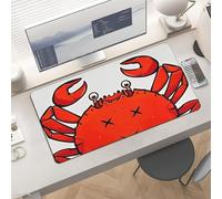 Waterproof Desk Pad 24x12 Non-Slip Rubber Red Crab Mouse Pad for Keyboard & Laptop Foldable Office Computer Desk Mat Smooth Gaming Surface for Home Remote Work Desktop Accessories