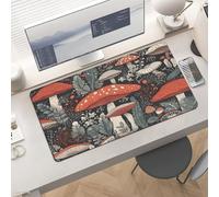 Waterproof Desk Pad 24x12 Non-Slip Rubber Red Mushroom Mouse Pad for Keyboard & Laptop Foldable Office Computer Desk Mat Smooth Gaming Surface for Home Remote Work Desktop Accessories