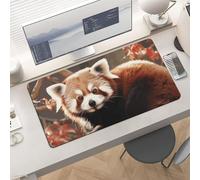 Waterproof Desk Pad 24x12 Non-Slip Rubber Red Panda Mouse Pad for Keyboard & Laptop Foldable Office Computer Desk Mat Smooth Gaming Surface for Home Remote Work Desktop Accessories