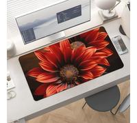 Waterproof Desk Pad 24x12 Non-Slip Rubber Red Sunflower Mouse Pad for Keyboard & Laptop Foldable Office Computer Desk Mat Smooth Gaming Surface for Home Remote Work Desktop Accessories
