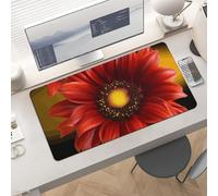 Waterproof Desk Pad 24x12 Non-Slip Rubber Red Sunflower Mouse Pad for Keyboard & Laptop Foldable Office Computer Desk Mat Smooth Gaming Surface for Home Remote Work Desktop Accessories