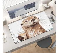 Waterproof Desk Pad 24x12 Non-Slip Rubber Sea Otter Mouse Pad for Keyboard & Laptop Foldable Office Computer Desk Mat Smooth Gaming Surface for Home Remote Work Desktop Accessories
