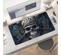 Waterproof Desk Pad 24x12 Non-Slip Rubber Skeleton Pirate Mouse Pad for Keyboard & Laptop Foldable Office Computer Desk Mat Smooth Gaming Surface for Home Remote Work Desktop Accessories