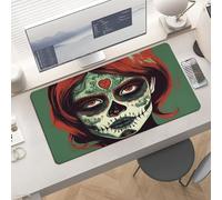 Waterproof Desk Pad 24x12 Non-Slip Rubber Skull Makeup Mouse Pad for Keyboard & Laptop Foldable Office Computer Desk Mat Smooth Gaming Surface for Home Remote Work Desktop Accessories
