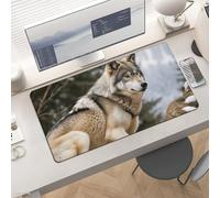Waterproof Desk Pad 24x12 Non-Slip Rubber Snow Mountain Wild Wolf Mouse Pad for Keyboard & Laptop Foldable Office Computer Desk Mat Smooth Gaming Surface for Home Remote Work Desktop Accessories