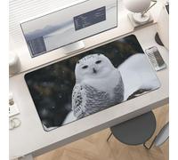 Waterproof Desk Pad 24x12 Non-Slip Rubber Snow Owl Mouse Pad for Keyboard & Laptop Foldable Office Computer Desk Mat Smooth Gaming Surface for Home Remote Work Desktop Accessories