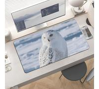 Waterproof Desk Pad 24x12 Non-Slip Rubber Snowy Owl on The Ice Mouse Pad for Keyboard & Laptop Foldable Office Computer Desk Mat Smooth Gaming Surface for Home Remote Work Desktop Accessories