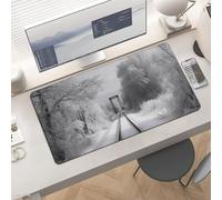 Waterproof Desk Pad 24x12 Non-Slip Rubber Snowy Train Tracks Mouse Pad for Keyboard & Laptop Foldable Office Computer Desk Mat Smooth Gaming Surface for Home Remote Work Desktop Accessories