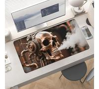 Waterproof Desk Pad 24x12 Non-Slip Rubber Steam - Punk Metal Skull Mouse Pad for Keyboard & Laptop Foldable Office Computer Desk Mat Smooth Gaming Surface for Home Remote Work Desktop Accessories