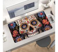 Waterproof Desk Pad 24x12 Non-Slip Rubber Sugar Skulls Mouse Pad for Keyboard & Laptop Foldable Office Computer Desk Mat Smooth Gaming Surface for Home Remote Work Desktop Accessories