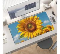 Waterproof Desk Pad 24x12 Non-slip Rubber Sunflower Blooming Flowers Plants Mouse Pad for Keyboard & Laptop Foldable Office Computer Desk Mat Smooth Gaming Surface for Home Remote Work Desktop Accesso