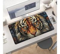 Waterproof Desk Pad 24x12 Non-Slip Rubber Tiger Head Mouse Pad for Keyboard & Laptop Foldable Office Computer Desk Mat Smooth Gaming Surface for Home Remote Work Desktop Accessories