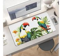 Waterproof Desk Pad 24x12 Non-Slip Rubber Toucans Parrot Mouse Pad for Keyboard & Laptop Foldable Office Computer Desk Mat Smooth Gaming Surface for Home Remote Work Desktop Accessories