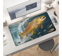 Waterproof Desk Pad 24x12 Non-Slip Rubber Trout in The Water Mouse Pad for Keyboard & Laptop Foldable Office Computer Desk Mat Smooth Gaming Surface for Home Remote Work Desktop Accessories