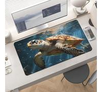 Waterproof Desk Pad 24x12 Non-Slip Rubber Turtle Swimming Mouse Pad for Keyboard & Laptop Foldable Office Computer Desk Mat Smooth Gaming Surface for Home Remote Work Desktop Accessories