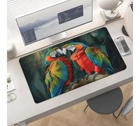 Waterproof Desk Pad 24x12 Non-Slip Rubber Two Colored Parrots Mouse Pad for Keyboard & Laptop Foldable Office Computer Desk Mat Smooth Gaming Surface for Home Remote Work Desktop Accessories
