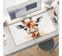 Waterproof Desk Pad 24x12 Non-Slip Rubber Watercolor Giraffe Mouse Pad for Keyboard & Laptop Foldable Office Computer Desk Mat Smooth Gaming Surface for Home Remote Work Desktop Accessories