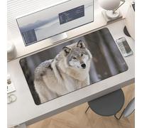 Waterproof Desk Pad 24x12 Non-Slip Rubber Wolf in The Snow Mouse Pad for Keyboard & Laptop Foldable Office Computer Desk Mat Smooth Gaming Surface for Home Remote Work Desktop Accessories