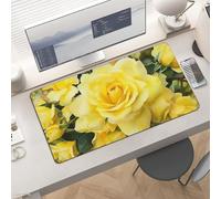 Waterproof Desk Pad 24x12 Non-Slip Rubber Yellow Rose Mouse Pad for Keyboard & Laptop Foldable Office Computer Desk Mat Smooth Gaming Surface for Home Remote Work Desktop Accessories